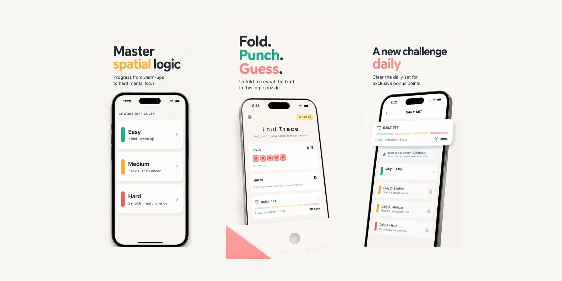 Fold Trace — fold, punch, guess