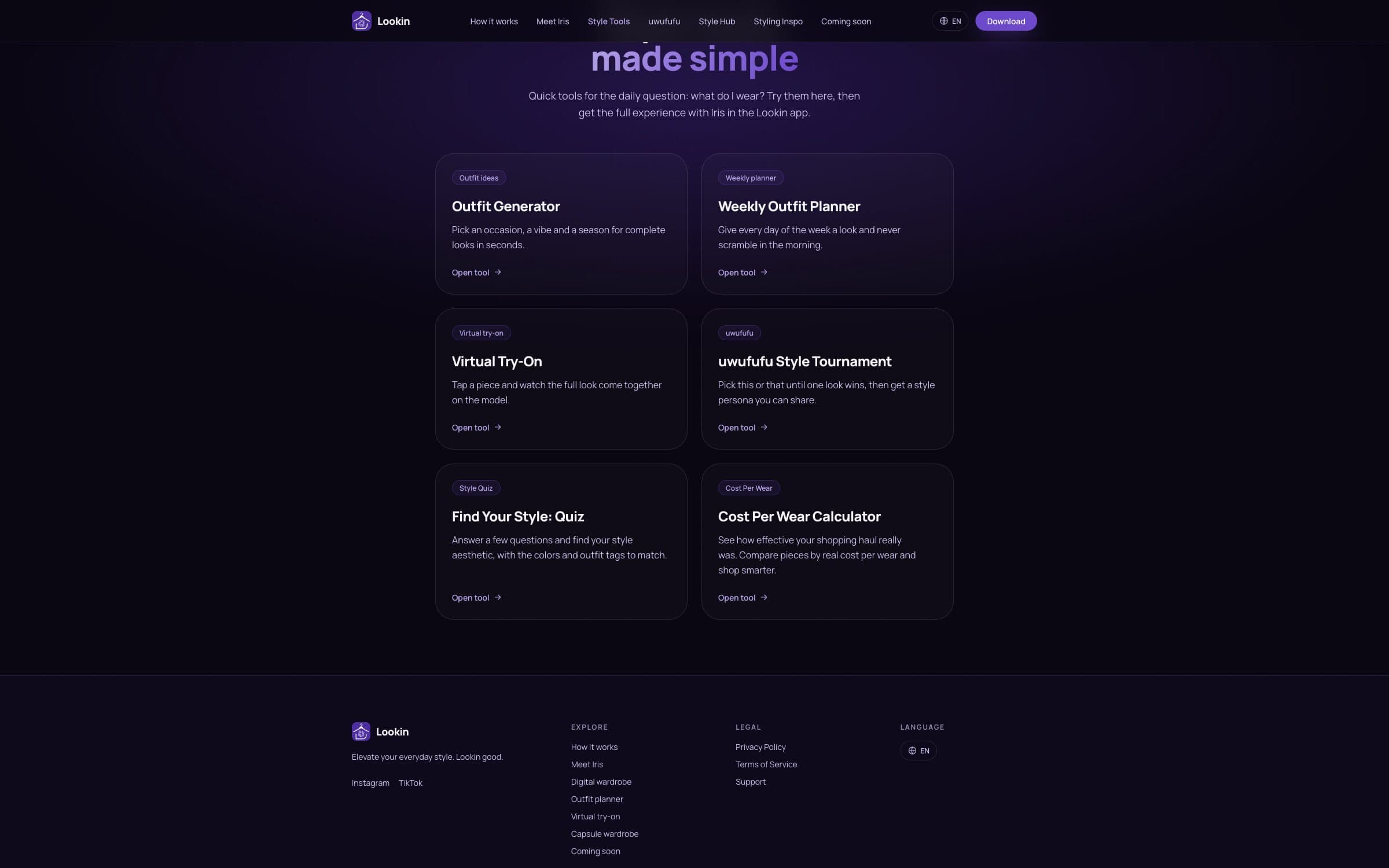 The lookingood.app style tools index